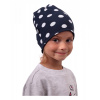Jožánek Detská čiapka bavlnená, obojstranná, čierna+modá s bodkami S (1-3 roky)