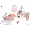 Set vanička s tečúcou vodou elektronická Violette Baby Nurse Smoby so spacím vakom a kolíska s kolotočom