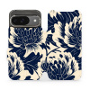 Flipové pouzdro Mobiwear - Google Pixel 9 - VA40S Modré a béžové květy (Knížkové flip pouzdro, obal, kryt na mobil Google Pixel 9 - VA40S Modré a béžové květy, materiál Umělá kůže + TPU - ochrana 360°
