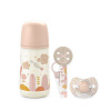 Suavinex Súprava fľaša 270 ml + cumlík fyziologický 0 - 6 m + klip Dreams Ružová