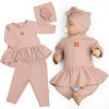 Bavlnená sada, 3D, tunika, legíny, turban - púdrovo ružová Baby Nellys