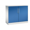 Kancelárska skriňa Asisto, krídlové dvere - Sideboard, 1000 x 435 x 897 mm, sivá/modrá