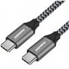 PremiumCord USB-C kabel ( USB 3.2 GEN 2, 3A, 60W, 20Gbit/s ) bavlněný oplet, 1m ku31cr1