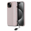 Karl Lagerfeld PU Saffiano Rhinestone Charm Zadní Kryt pro iPhone 15 Pink KLHCP15SPSAKDGCP
