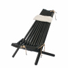 Skládací zahradní dřevěné křeslo s polštářkem - černé