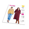 Strih Burda 5747 - Trenčkot, kabát s dvojradovým zapínaním