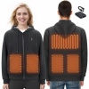 mikina s vyhrievanou kapucňou na zips, unisex s batériou pre mužov a ženy XL čierna
