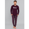 Italian Fashion Vianočné pánske pyžamo Italian Fashion Manfred mega soft bordové, Veľkosť S, Farba bordová