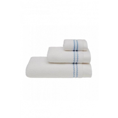 SOFT COTTON Uterák Soft Cotton Malý uterák Chaine 30 x 50 cm, biela - modrá výšivka