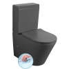 SAPHO PACO RIMLESS 61cm WC kombi so splachovaním, zadný/spodný odpad, šedá mat, PC1012WRGR