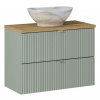 ArtCom Kúpeľňová skrinka s umývadlom a doskou LINE Reed Green DU80/2 | 80 cm