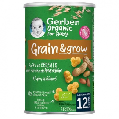 GERBER Organic chrumky kukurično-ovsené arašidové od ukonč. 12. mesiaca 35 g - GERBER Organic chrumky arašidové 35 g