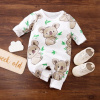 Dojčensky overal - PAJACYK JET 62 biely, hnedý, zelený (PAJACYK Baby pyžamy koala 62 - Jet)