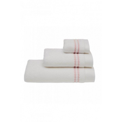 SOFT COTTON Uterák Soft Cotton Malý uterák Chaine 30 x 50 cm, biela - ružová výšivka