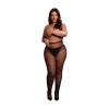 Trblietavé pančuchové nohavice s prestrihmi - Plus Size - čierne/zlaté trblietky