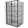 Mexen Mist-F T, 1-krídlový skladací sprchový kút ľavý 110 x 120 cm, číre sklo-čierna mriežka, 8A6T-110-120-70-77-L