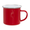 Smaltovaný červený plechový hrnček 12 Oz – strieborný lem