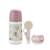 Suavinex Súprava fľaša 270 ml + cumlík fyziologický 0 - 6 m + klip Walk Ružová