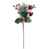 Vetvička MagicHome Vianoce, so šípkami, červená, 38 cm