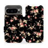 Flipové pouzdro Mobiwear - Google Pixel 9 Pro - VD02S Květy na černé (Knížkové flip pouzdro, obal, kryt na mobil Google Pixel 9 Pro - VD02S Květy na černé, materiál Umělá kůže + TPU - ochrana 360°, st