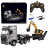 Lean Toys Nákladné auto s prívesom a rýpadlom na diaľkové ovládanie HUINA 1:18 - sivý