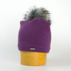 Pletená predĺžená čiapka s brmbolcom - lila