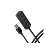 AXAGON HUE-M1AL, 4x USB 3.2 Gen 1 MINI hub, kovový, kábel USB-A 1.2m (HUE-M1AL)