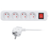 Solight prodlužovací přívod, 4 zásuvky, bílý, vypínač, 1,5m - PP30