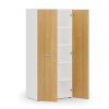 Kancelárska policová skriňa PRIMO WHITE s dverami, 800 x 500 x 1781 mm, biela/buk