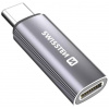 Swissten nabíjací adaptértextile usb-c (samec) / lightning (samica) strieborný