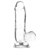 Addiction Crystal - prísavný dildó s vajcami (priehľadný) - 15cm