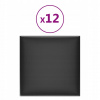 Vidaxl Nástenné panely 12 ks čierne 30 x 30 cm umelá koža 1,08 m²