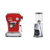 Ascaso Dream ONE, Love Red + Eureka Atom Specialty 75, chrome