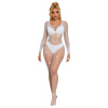 Subblime - 952396 fishnet bodystocking with diamonds long sleeve white