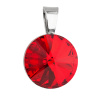 Strieborný prívesok s kryštálmi Swarovski červený okrúhly-rivoli 34112.3