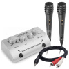 Vonyx AV430 Karaoke Set s 2 mikrofony a kabelem, stříbrný