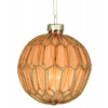 Vianočná sklenená ozdoba guľa zelená/oranžová/brandy 1ks, 8 cm - Oranžová