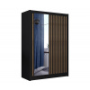 | Šatníková skriňa so zrkadlom SANTINO 150x215 cm čierna/dub craft | MT0111
