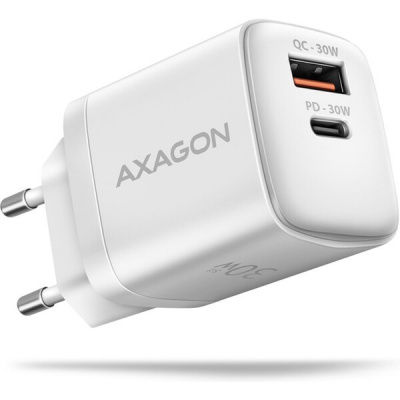AXAGON ACU-PQ30W nabíjačka do siete 30W USB-A + USB-C biela