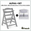 Hauck Alpha+ set 2v1 drevená stolička, grey + poťah Teddy grey