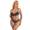 Subblime - 952440 2-piece fishnet bodystocking long sleeve rainbow