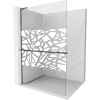 Mexen Kioto+ L, sprchová zástena Walk-In s poličkou a vešiakom 90 x 200 cm, 8mm číre sklo biely vzor, grafitový profil, 800-090-123-66-85