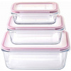 MagicHome Dóza MagicHome, sada 3 ks, sklenená, sklo, štvorcová, s vekom, 450/1000/1900 ml