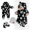 Rastúci teplákový overal pre bábätko, čiapky, topánky, 3D, Nature Star - čierny Baby Nellys 8596309445687