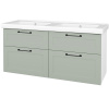 Dreja Umyvadlová skrinka PORTO SZZ4 125 - L01 Biela vysoký lesk / Úchytka T37 / L20 Mint Grey vysoký lesk