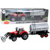 LEAN TOYS Bagrový traktor s cisternou, trecí pohon – červená