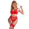 Subblime - 955267 red bondage bra with garter set l/xl
