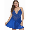 Dámská košilka s kalhotkami Blue Satin and Lace Chemise Set Velikost: 2XL (50-52)