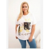 Kesi Włoski Dámska bavlnená blúzka Plus Size s ozdobnou kvetinovou potlačou biela + žltá
