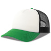 Atlantis Headwear Kšiltovka Rapper-S, 5 panelová, Trucker COT330262y0699-white/black UNI Bílá/černá/zelená